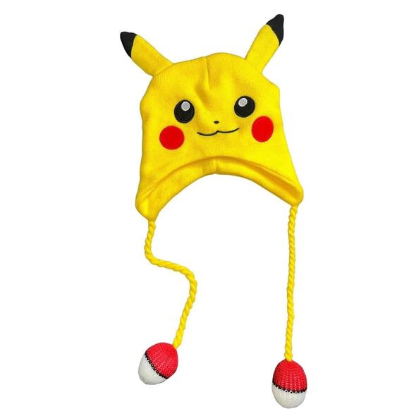 Pokemon Other - Pokemon Pikachu Beanie Knit Nintendo Winter Hat With Ears & Pokeballs 2015 NEW